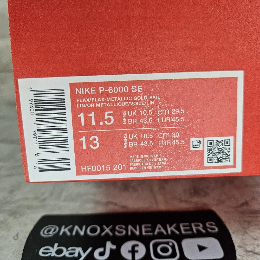 Nike P-6000 SE Flax Metallic Gold Mesh Sneaker HF0015-201 Men's Size 11.5 - Picture 7 of 7